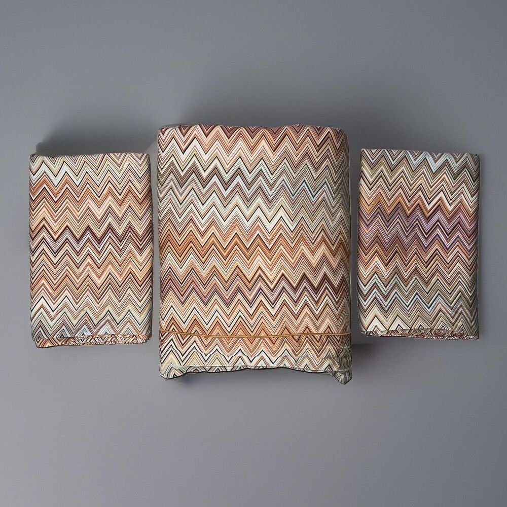 MISSONI HOME John Chevron ZigZag King Flat Sheet & 2 King Pillowcases 20X38”